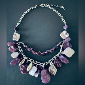 Purple & Silver Stone Necklace